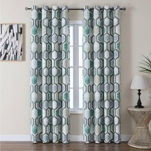 Blackout Curtain Thermal Insulated Geometric Patterned 52x96 inch (2 panels)